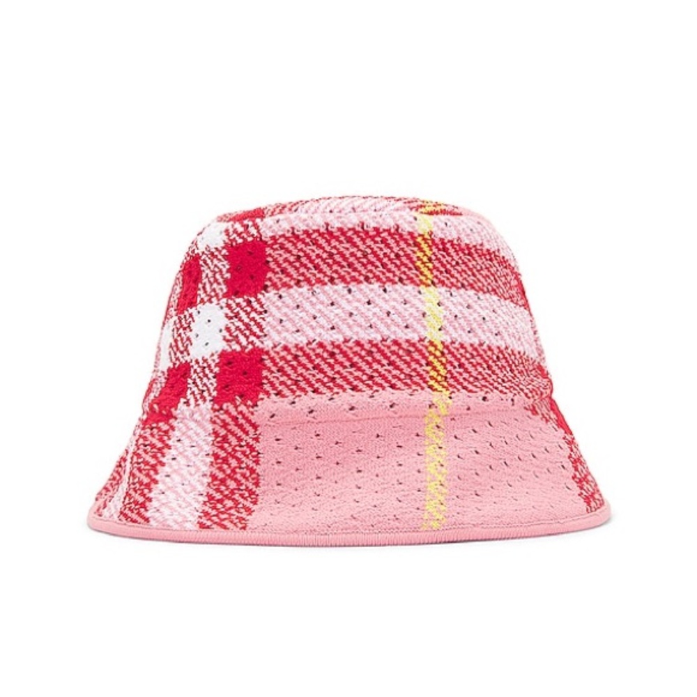 NEW Burberry Knitted Check Bucket Hat, Pink IP Check, Size L, New with Tag $890 - Picture 4 of 8